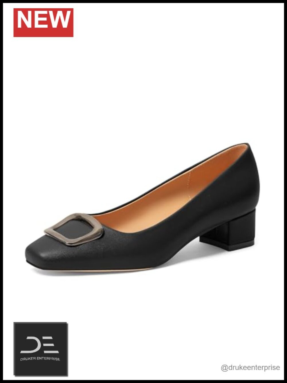 Women's Square Toe Pumps Low Block Heel Slip On Dress Shoes
